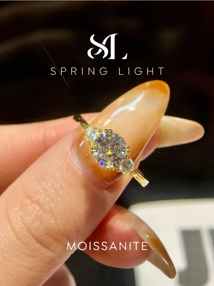 Bague solitaire double halo en argent et moissanite Stylever