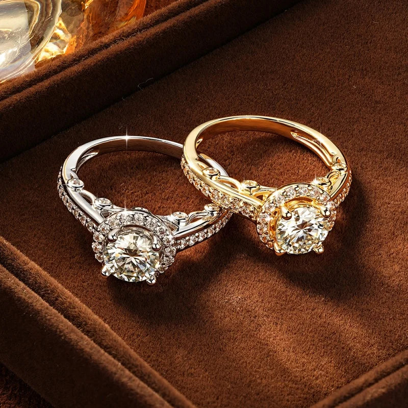 Bague de fiançailles halo en moissanite 1ct Anziw