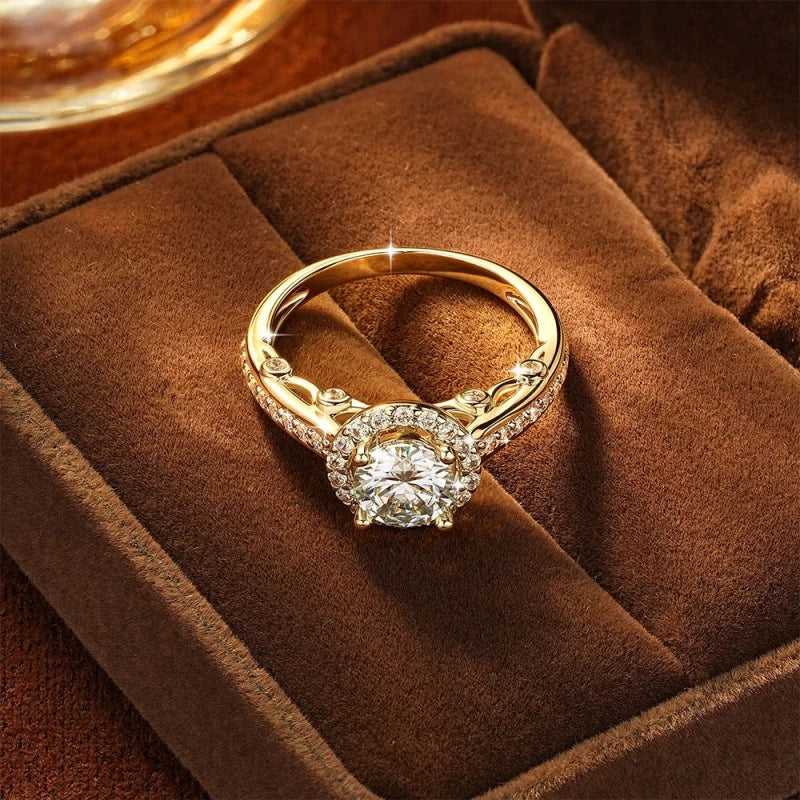 Bague de fiançailles halo en moissanite 1ct Anziw
