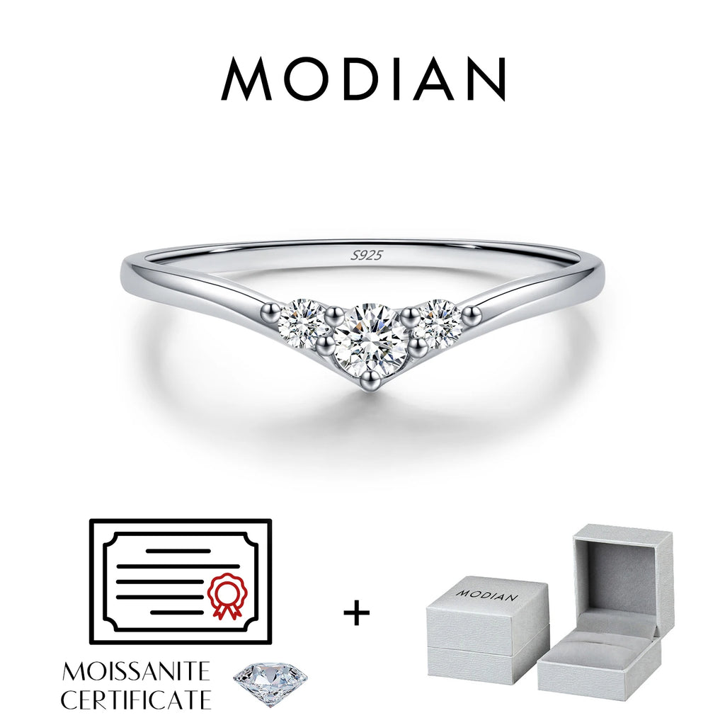 Bague alliance simple en argent 925 et moissanite Modian