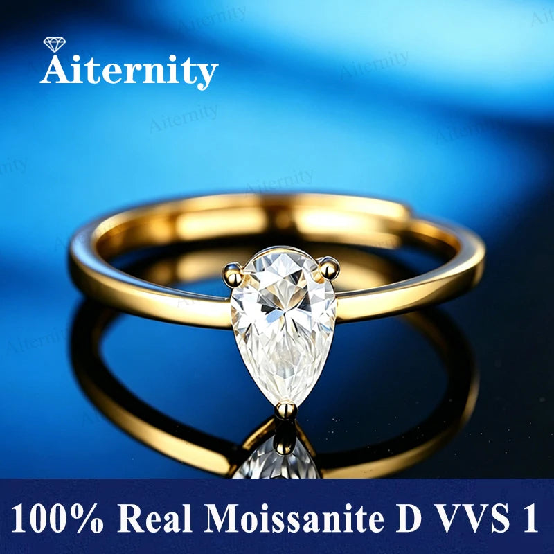 Bague ouverte réglable en argent 925 et moissanite Aiternity