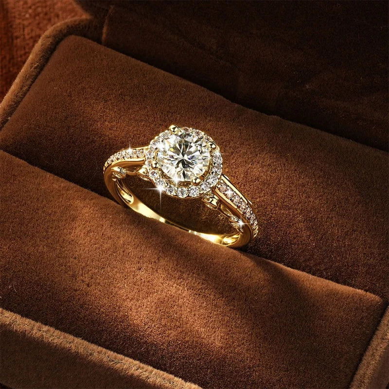 Bague de fiançailles halo en moissanite 1ct Anziw