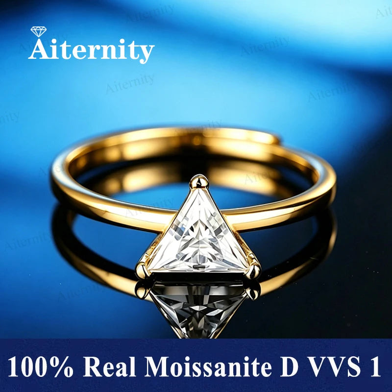 Bague ouverte réglable en argent 925 et moissanite Aiternity