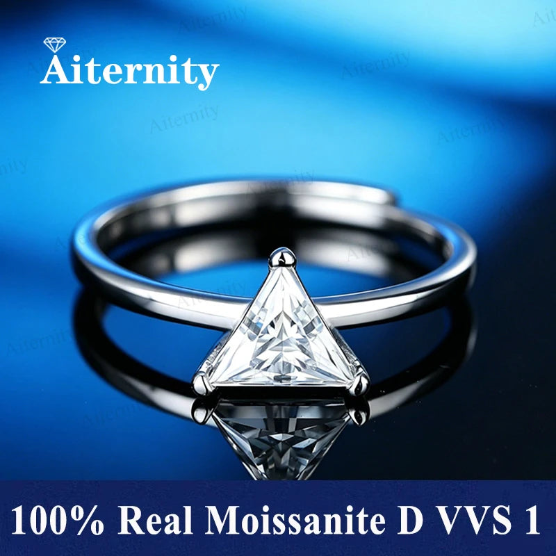 Bague ouverte réglable en argent 925 et moissanite Aiternity
