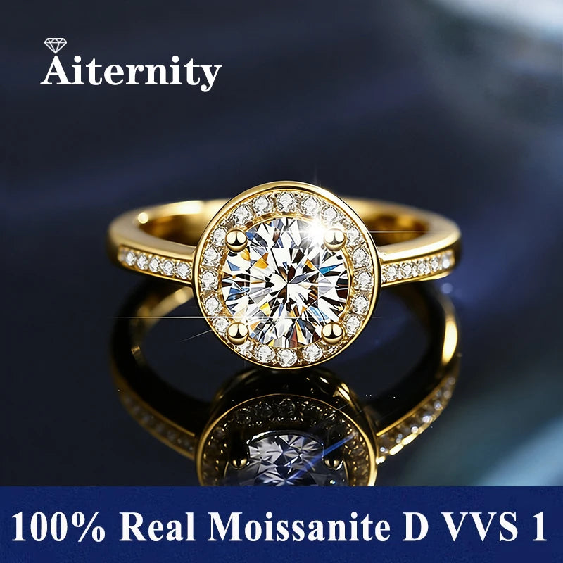 Bague réglable en argent 925 et moissanite 1ct Aiternity