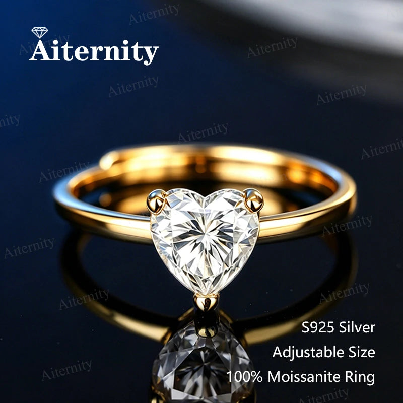 Bague ouverte réglable en argent 925 et moissanite Aiternity
