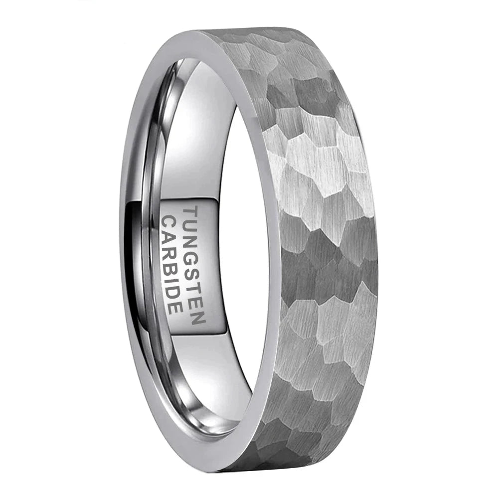 Alliance marteleé en tungstène doré 6 mm
