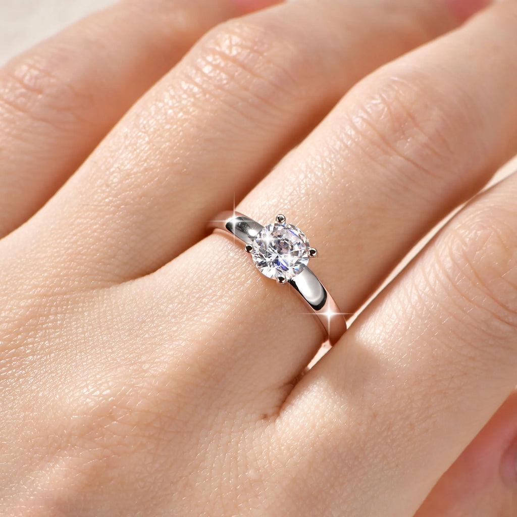 Bague solitaire en moissanite Abestecom
