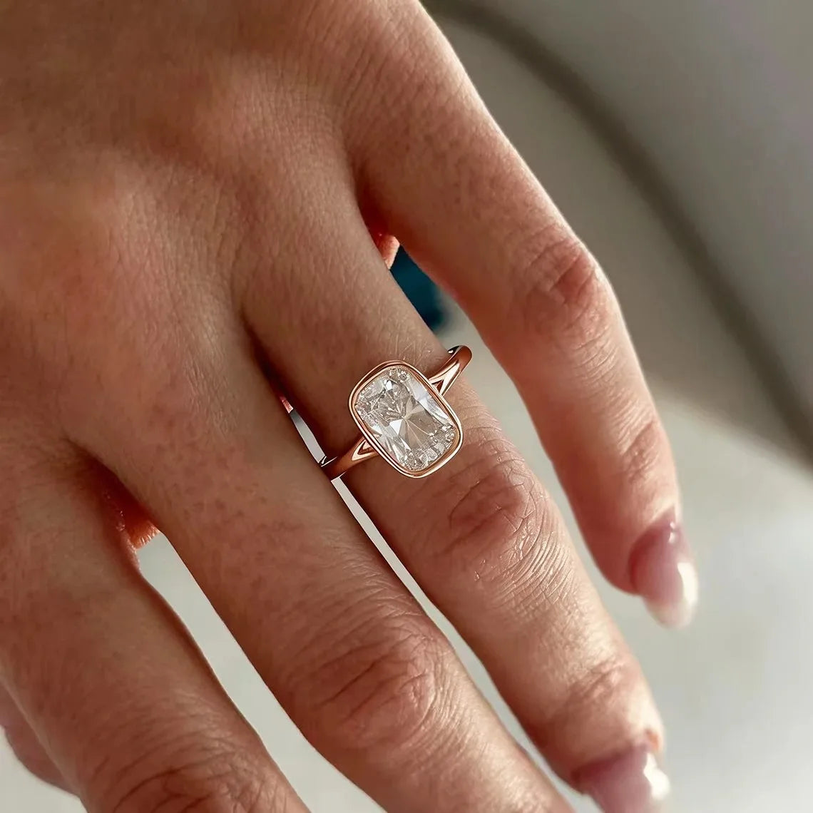 Bague de mariage rectangulaire en argent 925 et moissanite