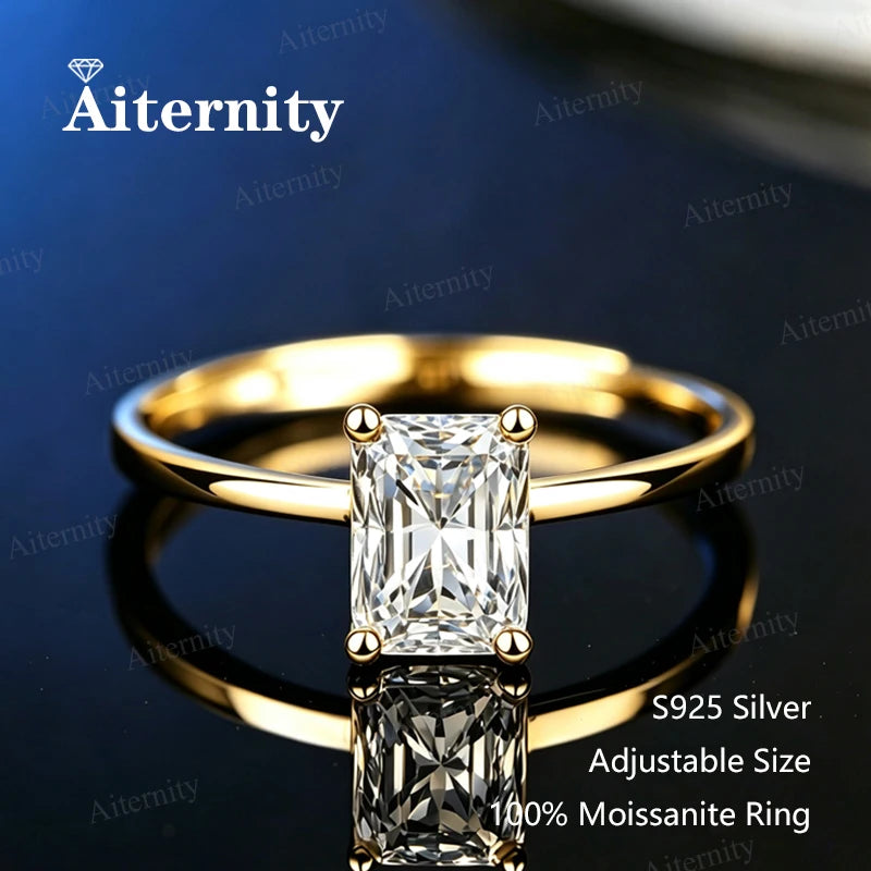 Bague ouverte réglable en argent 925 et moissanite Aiternity