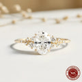 Bague halo en argent 925 et moissanite taille ovale