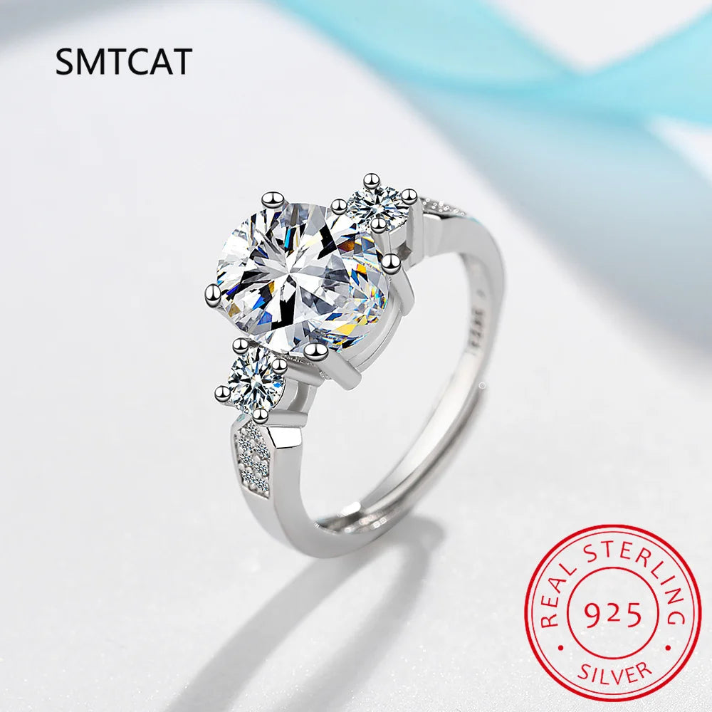 Bague de mariage double halo en argent et or jaune Smtcat