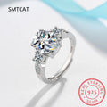 Bague de mariage double halo en argent et or jaune Smtcat