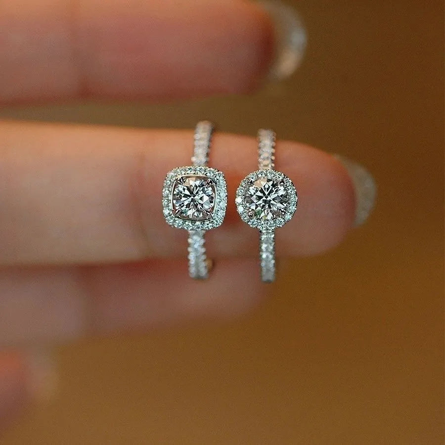 Bague réglable en argent 925 et moissanite 1ct Aiternity